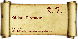 Kódor Tivadar névjegykártya