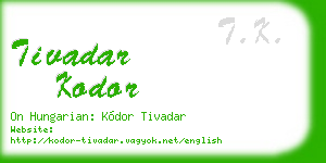 tivadar kodor business card